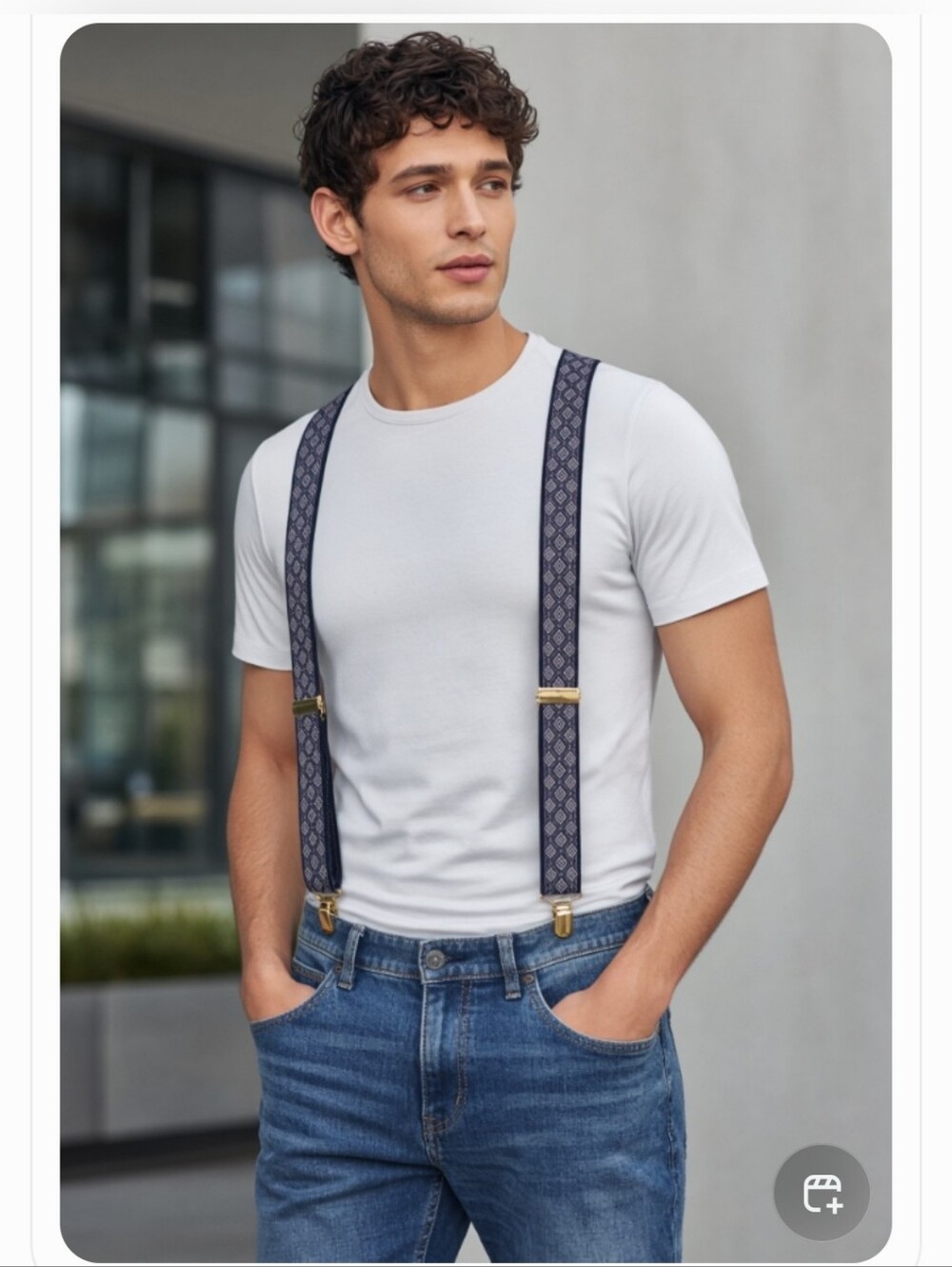 Mens Vintage Suspenders Black Paisley Print adjustable Straps Gold Hardware▪